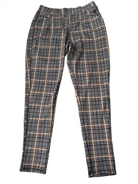 Maze Collection Slim Plaid Trousers Black & Orange - Size L